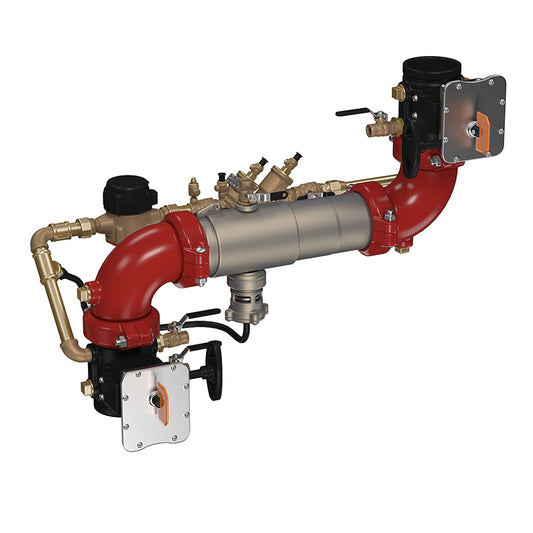 Watts® 8" LF957ZRPDA-DOSY-CFM Reduced Pressure Detector Assembly, Lead-Free, Z Pattern, Domestic OSY Shutoff Valves, Cubic Feet Meter