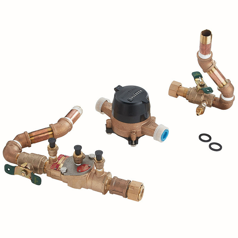 Ames® 2 1/2" - 4" Colt/2 1/2" - 3" Maxim MF34-DCDA-GPM-BYPASS Hard Piped Bypass Assembly, Gallons/Minute Meter
