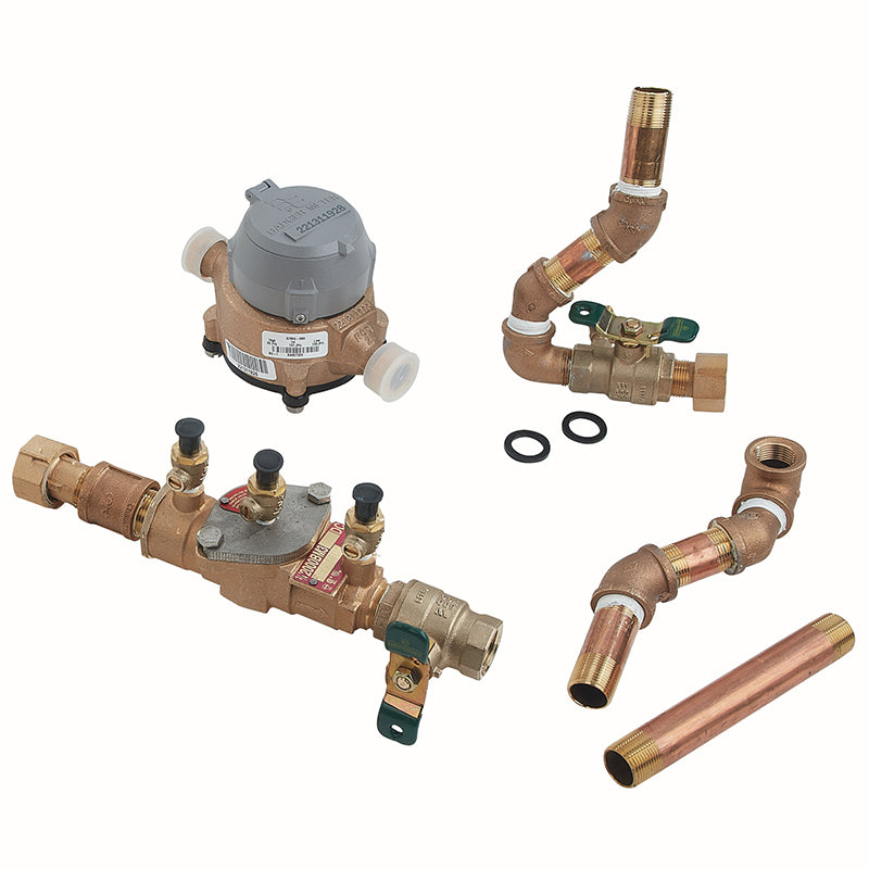 Ames® 6" Colt/4" Maxim MF46-DCDA-GPM-BYPASS Hard Piped Bypass Assembly,  Gallons/Minute Meter