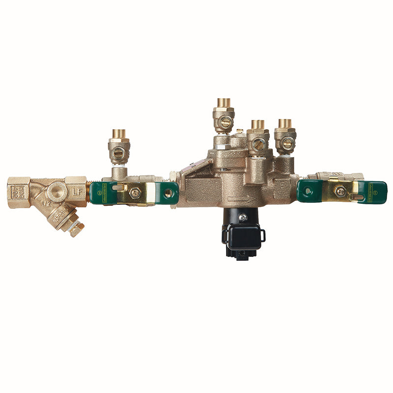 Watts® 1/2" 009-QT-S-FS Bronze Reduced Pressure Zone Assembly, Quarter Turn Shutoff Valves, Strainer, Flood Sensor