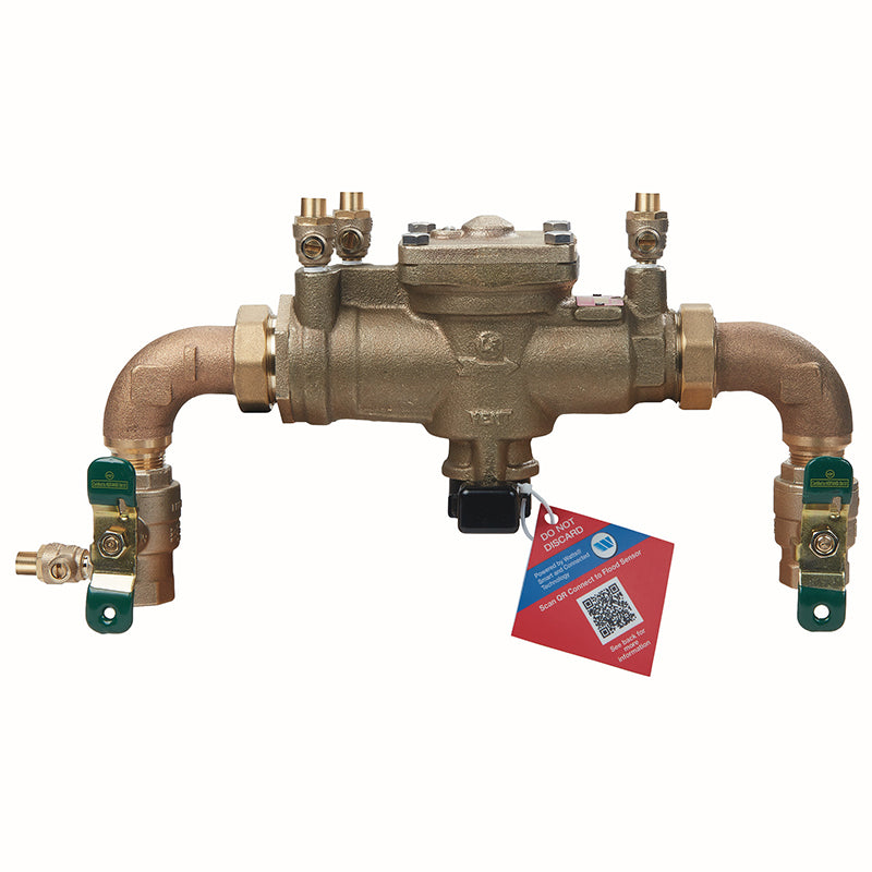 Watts® 3/4" U009-A-QT-FS Bronze Reduced Pressure Zone Assembly, Quarter Turn Shutoff Valves, Union Connections, Elbow Fittings, Tee Handles, Flood Sensor