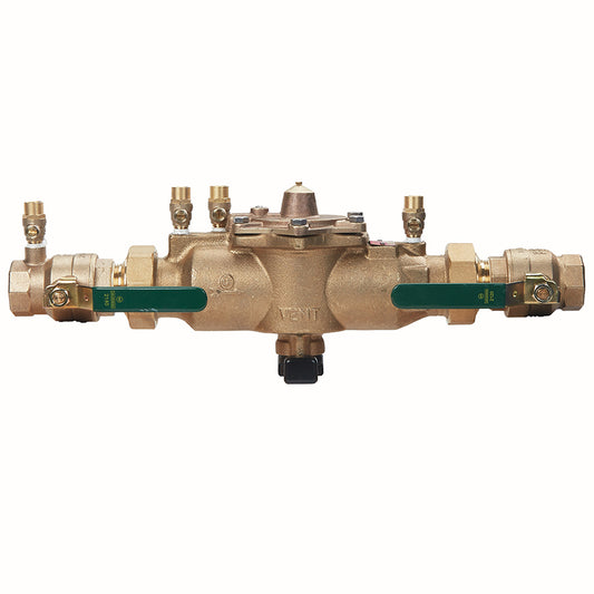 Watts® 1 1/2" U009M2-QT-FS Bronze Reduced Pressure Zone Assembly, Quarter Turn Shutoff Valves, Union Connections, Flood Sensor