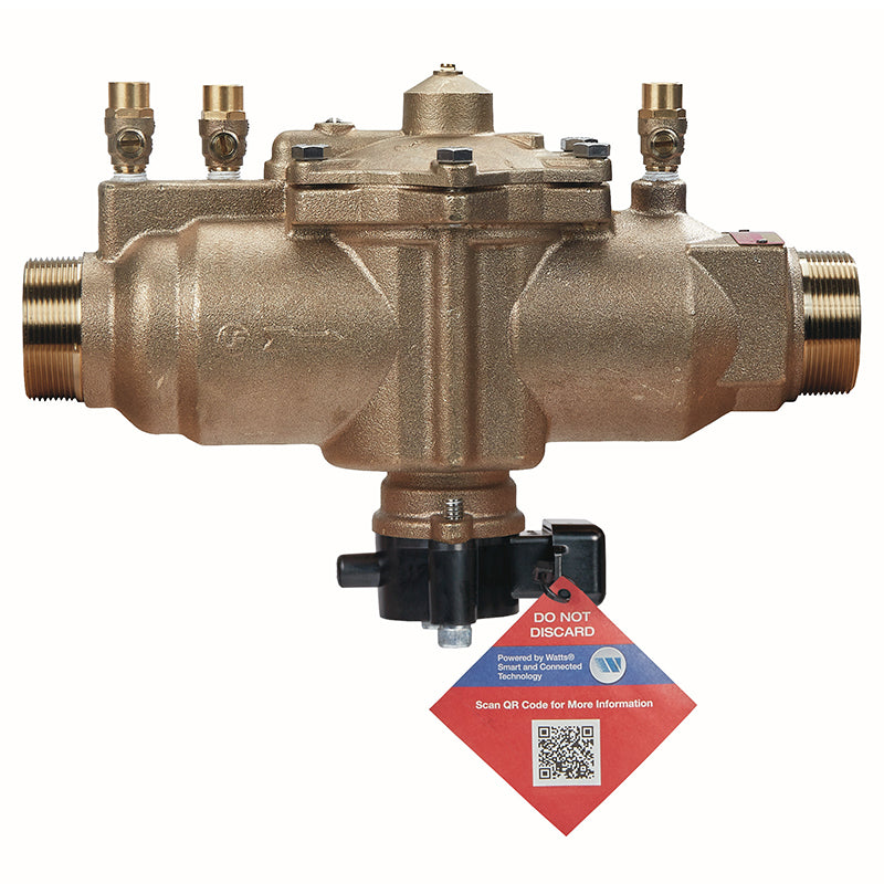 Watts® 1 1/4" 009M2-LF-FS Bronze Reduced Pressure Zone Assembly, Less Shutoff, Single Top Entry, Flood Sensor
