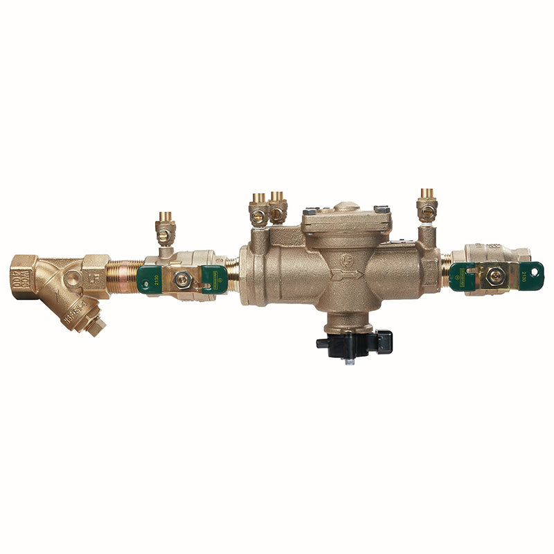 Watts® 1" 009M2-QT-S-FS Bronze Reduced Pressure Zone Assembly, Quarter Turn Shutoff Valves, Tee Handles, Strainer, Flood Sensor