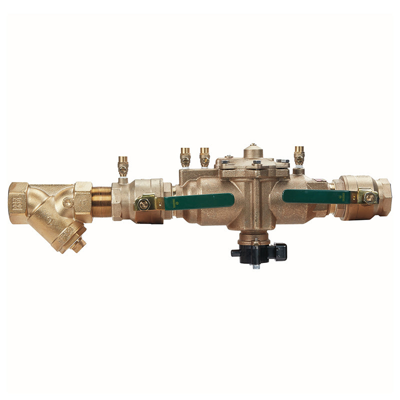 Watts® 2" LF009M2-QT-S-FS Reduced Pressure Zone Assembly, Lead-Free, Quarter Turn Shutoff Valves, Tee Handles, Strainer, Flood Sensor