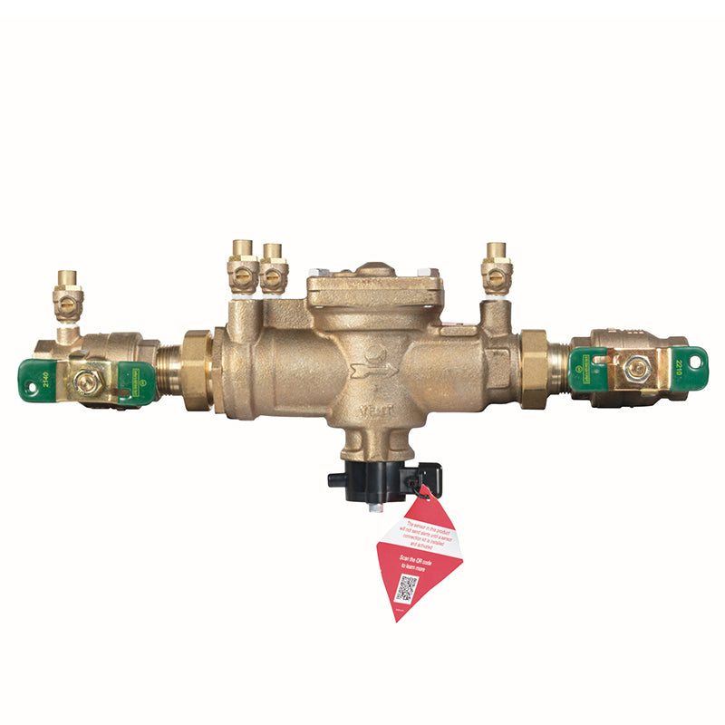Watts® 1" LFU009M2-QT-FS Reduced Pressure Zone Assembly, Lead-Free, Quarter Turn Shutoff Valves, Union Connections, Flood Sensor