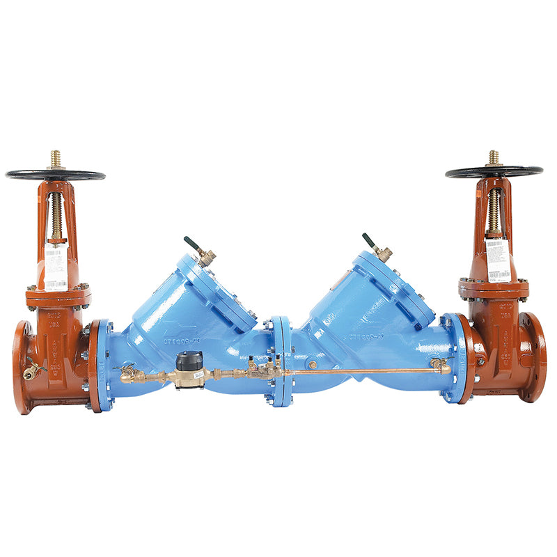 Watts® 4" 709DCDA-OSY-CFM 3/4NYC Double Check Detector Assembly,  ArmorTek Coating, 3/4" Bypass, OSY Shutoffs, Cubic Feet Meter, NYC Approved