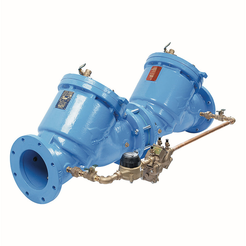 Watts® 4" 909RPDA-LF-CFM-FS Reduced Pressure Detector Assembly, ArmorTek Coating, Less Shutoff, Cubic Feet Meter, Flood Sensor