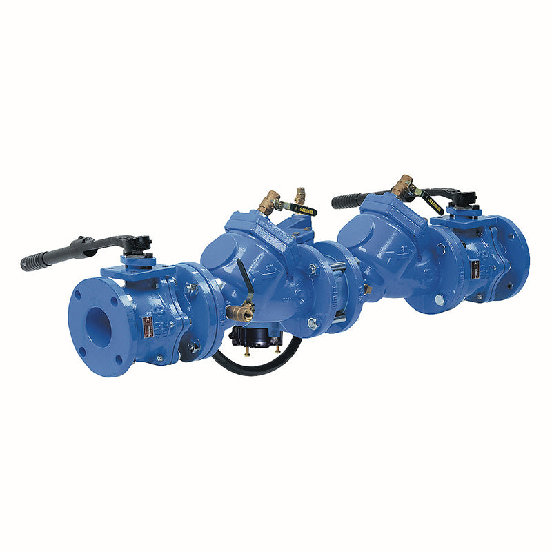 Watts® 8" LF909M1-QT-FDA-FS Reduced Pressure Zone Assembly, Lead-Free, ArmorTek Coating, Air-In/Water-Out, FDA Epoxy Quarter Turn Shutoff, Flood Sensor