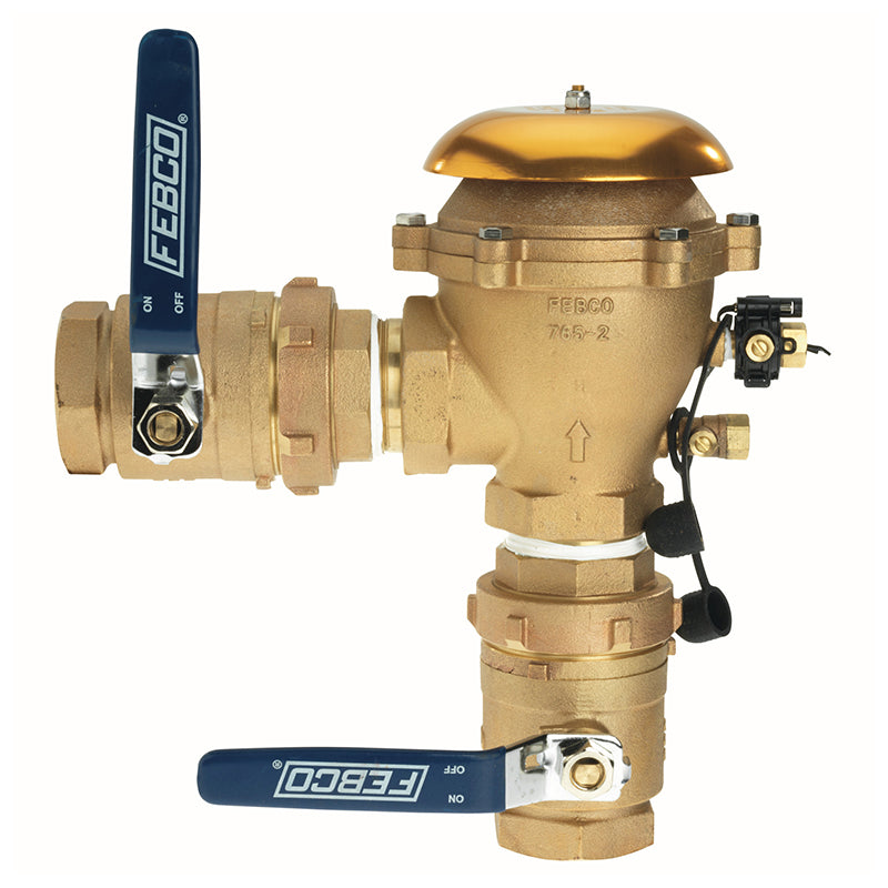 Febco® 2" U765-QT-FZ PVB Bronze Pressure Vacuum Breaker Assembly, Quarter Turn Shutoffs, Union Connections, Freeze Sensor