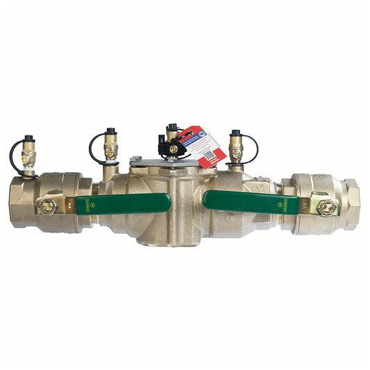 Watts® 2" LF007M1-QT-CT-FZ Double Check Valve Assembly, Lead-Free, Quarter Turn Shutoff, Cap and Tether, Single Top Entry, Freeze Sensor