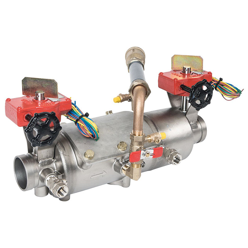 Deringer 2 1/2" D-2530-LM Double Check Detector Assembly, Integral Butterfly Valves, Grooved Ends, Dual-Action Checks, Less Meter