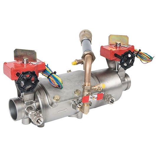 Deringer 2 1/2" D-2530-LM Double Check Detector Assembly, Integral Butterfly Valves, Grooved Ends, Dual-Action Checks, Less Meter
