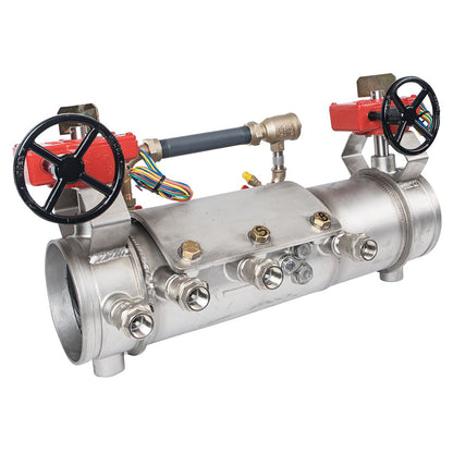 Deringer 6" D-6030-LM Double Check Detector Assembly, Integral Butterfly Valves, Grooved Ends, Dual-Action Checks, Less Meter