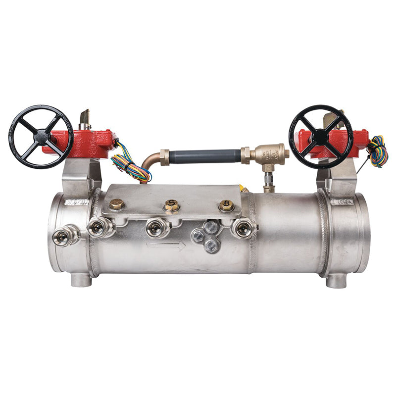 Deringer 6" D-6030-LM Double Check Detector Assembly, Integral Butterfly Valves, Grooved Ends, Dual-Action Checks, Less Meter