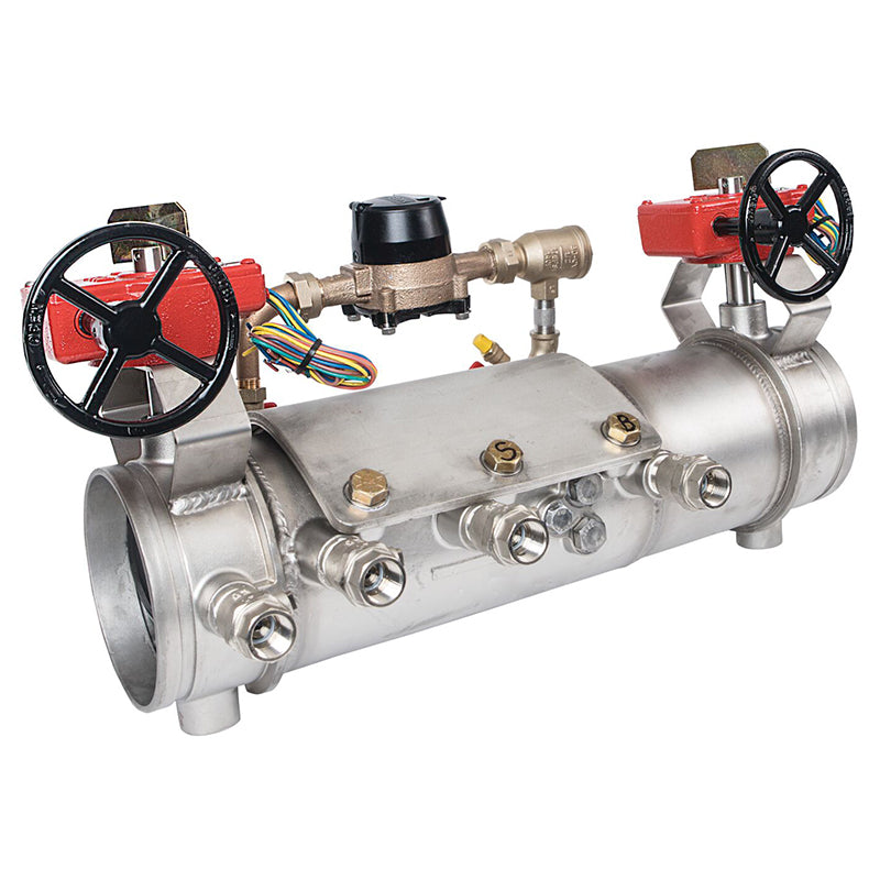 Deringer 6" D-6030-CFM Double Check Detector Assembly,  Integral Butterfly Valves, Grooved Ends, Dual-Action Checks, Cubic Feet Meter