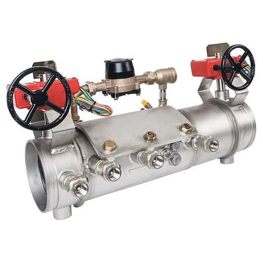 Deringer 6" D-6030-CFM Double Check Detector Assembly,  Integral Butterfly Valves, Grooved Ends, Dual-Action Checks, Cubic Feet Meter