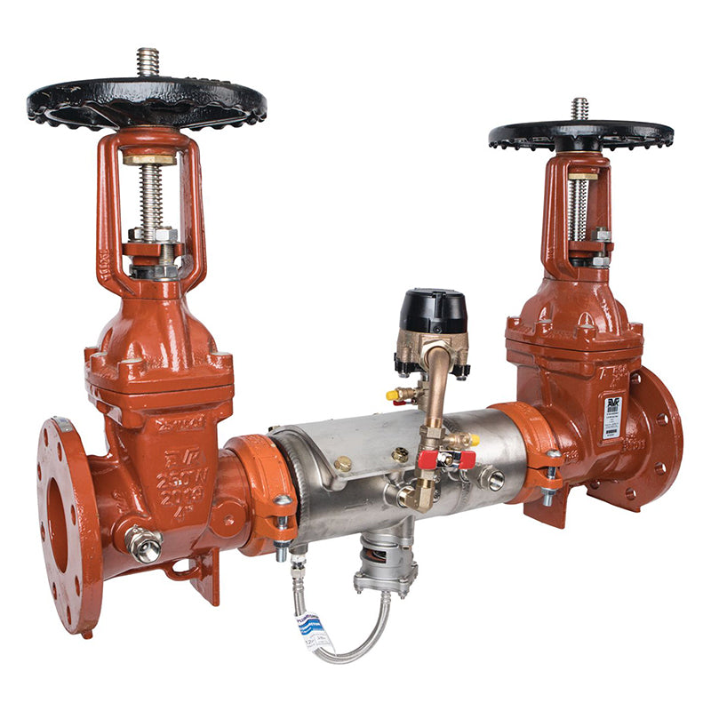 Deringer 4" D-4050G-CFM Reduced Pressure Detector Assembly, OSY Shutoffs, Grooved End Connections, Dual-Action Checks, Backflow Flood Sensor, Cubic Feet Meter