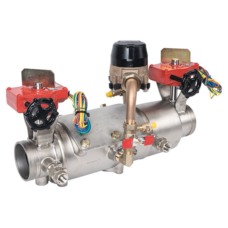 Deringer 3" D-3030-CFM Double Check Detector Assembly,  Integral Butterfly Valves, Grooved Ends, Dual-Action Checks, Cubic Feet Meter