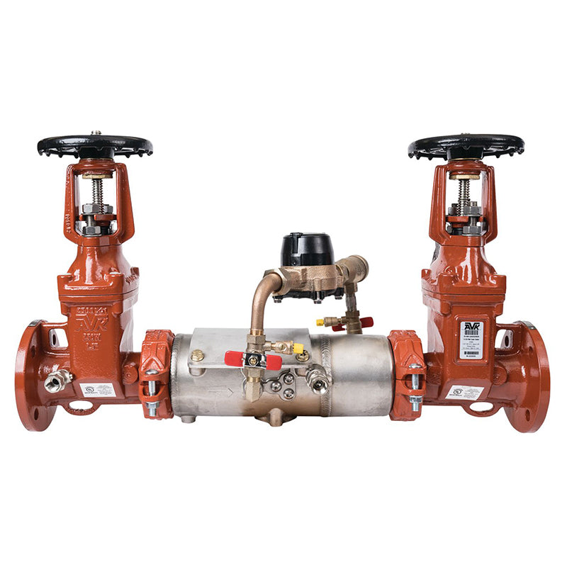 Deringer 2 1/2" D-2530G-CFM Double Check Detector Assembly, OSY Shutoff Valves, Grooved End Connections, Dual-Action Checks, Cubic Feet Meter