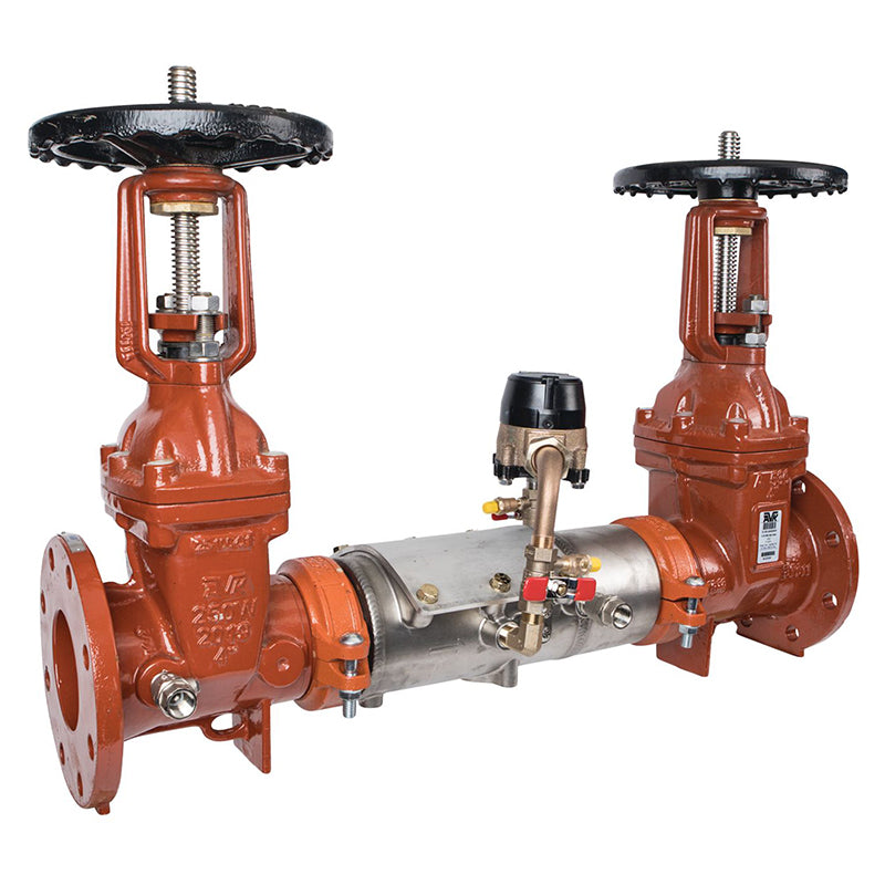 Deringer 4" D-4030G-CFM Double Check Detector Assembly, OSY Shutoff Valves, Grooved End Connections, Dual-Action Checks, Cubic Feet Meter
