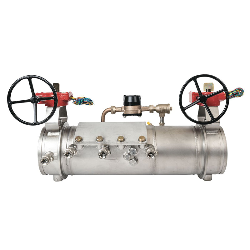 Deringer 8" D-8030-CFM Double Check Detector Assembly,  Integral Butterfly Valves, Grooved Ends, Dual-Action Checks, Cubic Feet Meter