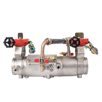 Deringer 4" D-4030-LM Double Check Detector Assembly, Integral Butterfly Valves, Grooved Ends, Dual-Action Checks, Less Meter