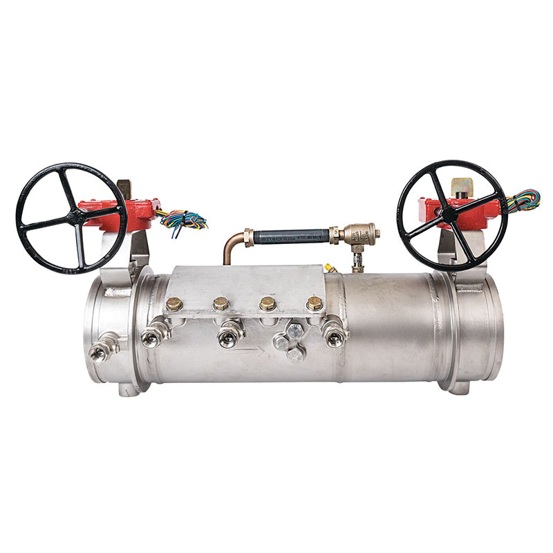 Deringer 8" D-8030-LM Double Check Detector Assembly, Integral Butterfly Valves, Grooved Ends, Dual-Action Checks, Less Meter