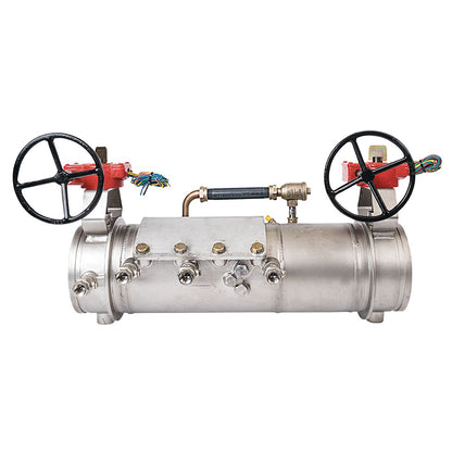 Deringer 8" D-8030-LM Double Check Detector Assembly, Integral Butterfly Valves, Grooved Ends, Dual-Action Checks, Less Meter