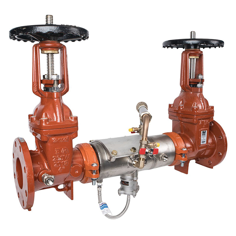 Deringer 4" D-4050G-LM Reduced Pressure Detector Assembly, OSY Shutoff Valves, Grooved Ends, Dual-Action Checks, Backflow Flood Sensor, Less Meter