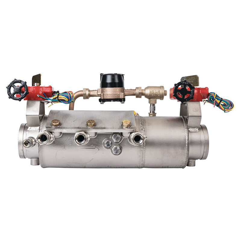 Deringer 4" D-4030X-CFM Double Check Detector Assembly, Low Head Loss, Integral Butterfly Valves, Grooved Ends, Dual-Action Checks,  Cubic Feet Meter