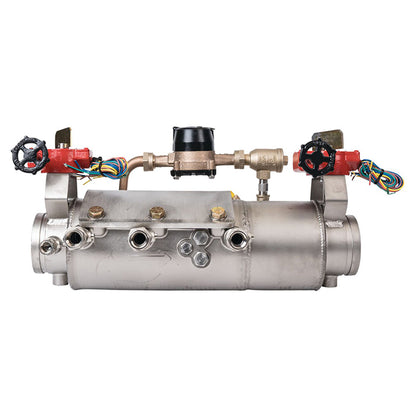 Deringer 4" D-4030X-CFM Double Check Detector Assembly, Low Head Loss, Integral Butterfly Valves, Grooved Ends, Dual-Action Checks,  Cubic Feet Meter