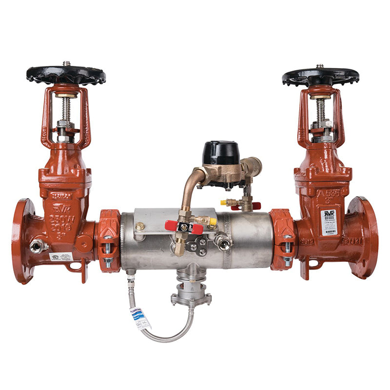 Deringer 3" D-3050G-CFM Reduced Pressure Detector Assembly, OSY Shutoffs, Grooved End Connections, Dual-Action Checks, Backflow Flood Sensor, Cubic Feet Meter