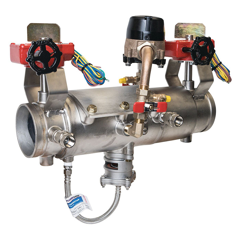 Deringer 4" D-4050-CFM Reduced Pressure Detector Assembly,  Integral Butterfly Valves, Grooved Ends, Dual-Action Checks, Backflow Flood Sensor, Cubic Feet Meter