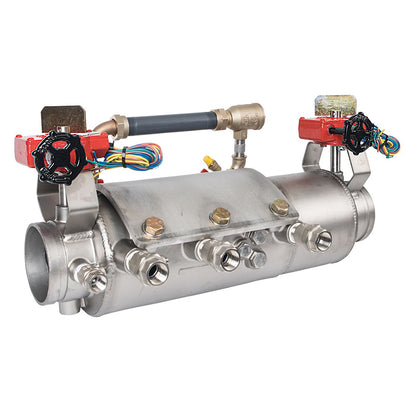Deringer 4" D-4030X-LM Double Check Detector Assembly, Low Head Loss, Integral Butterfly Valves, Grooved Ends, Dual-Action Checks, Less Meter