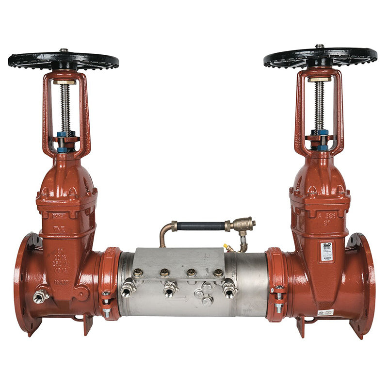 Deringer 8" D-8030G-LM Double Check Detector Assembly, OSY Shutoff Valves, Grooved End Connections, Dual-Action Checks, Less Meter