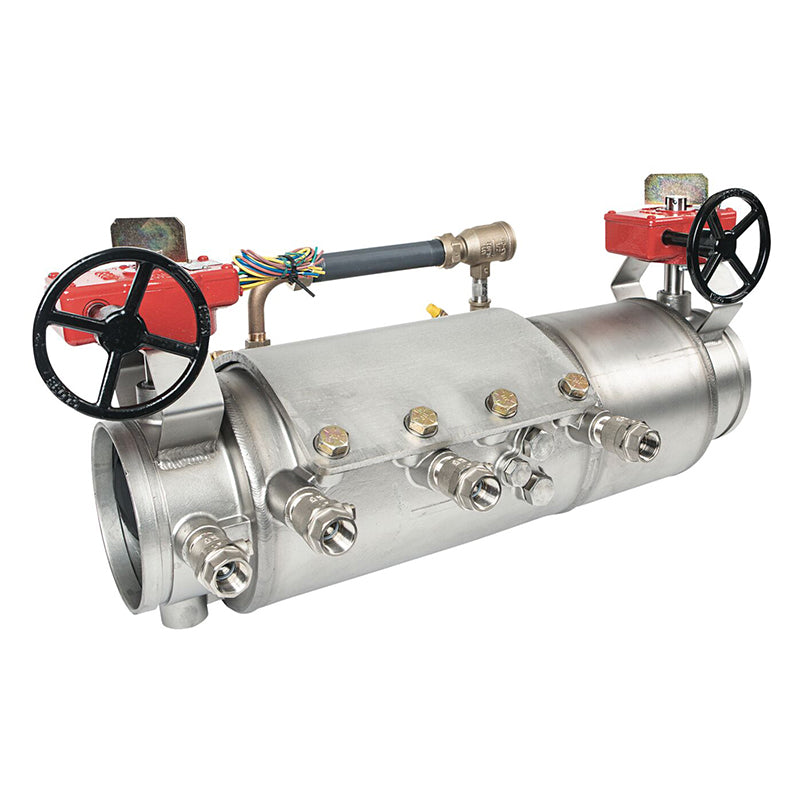 Deringer 6" D-6030X-LM Double Check Detector Assembly, Low Head Loss, Integral Butterfly Valves, Grooved Ends, Dual-Action Checks, Less Meter