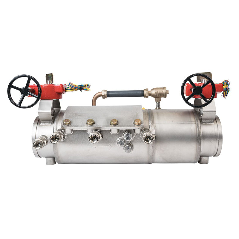 Deringer 6" D-6030X-LM Double Check Detector Assembly, Low Head Loss, Integral Butterfly Valves, Grooved Ends, Dual-Action Checks, Less Meter