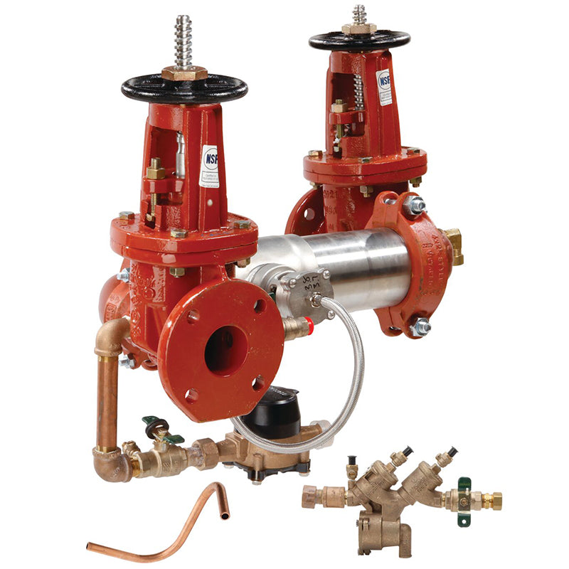 Watts® 4" 957ZRPDA-OSY-CFM Reduced Pressure Detector Assembly, Z Pattern, OSY Shutoff Valves, Cubic Feet Meter