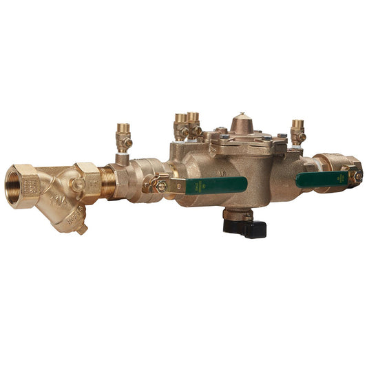 Watts® 1 1/4" LF009M2-QT-S-FS Reduced Pressure Zone Assembly, Lead-Free, Quarter Turn Shutoff Valves, Tee Handles, Strainer, Flood Sensor