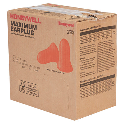 Honeywell Howard Leight Maximum® Single-Use Earplugs, Uncorded, 200/Box