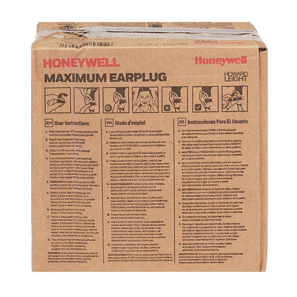 Honeywell Howard Leight Maximum® Single-Use Earplugs, Uncorded, 200/Box