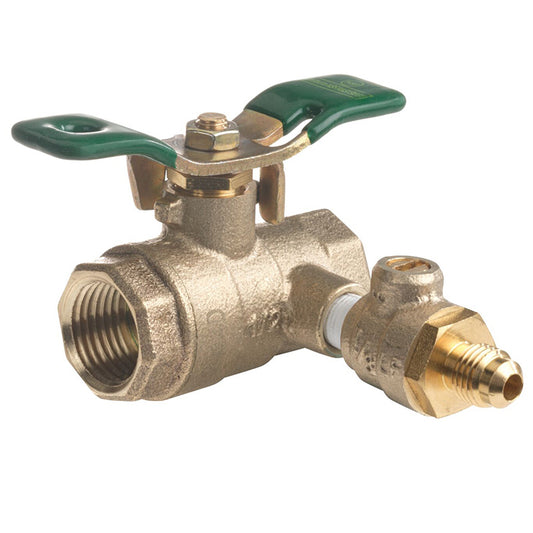 Ames® 1/2" LFAFBV-TC-TH Lead-Free Full Port Ball Valve w/ Test Cock & Tee Handle