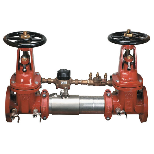 Watts 10" 757DCDA Double Check Detector Assembly Backflow Preventer, OSY Shutoff Valves, Cubic Feet Meter