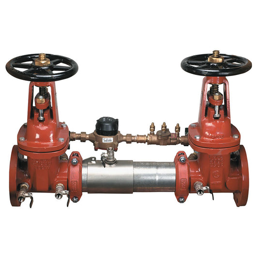 Watts 10" 757DCDA Double Check Detector Assembly Backflow Preventer, OSY Shutoff Valves, Gallons/Minute Meter