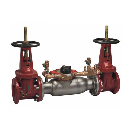 Ames 8" 3000SS Double Check Detector Backflow Preventer Assembly, Red Silicone Internals, Less Shutoff, Cam-Check Valves, Gallons/Minute Meter