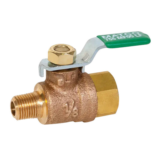Matco Norca™ Lead-Free Ball Valve, Cast Bronze, Male x Female w/ Lever Handle, 1/8" x 1/4"