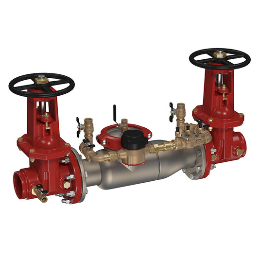 Watts 4" 774DCDA Double Check Detector Assembly Backflow Preventer, OSY Shutoffs, Grooved Inlet x Grooved Outlet, Gallons/Minute Meter, Short Lay Length