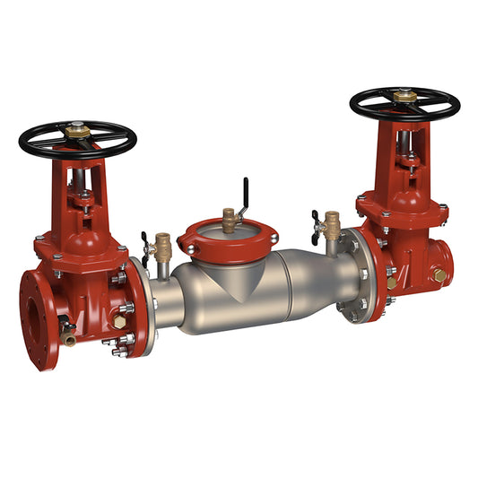 Watts 10" 774 Double Check Valve Assembly Backflow Preventer, OSY Shutoffs, Flanged Inlet x Grooved Outlet, Short Lay Length