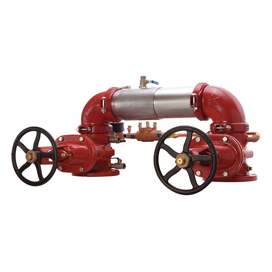 Watts 4" 757DCDA Double Check Detector Assembly Backflow Preventer, Domestic OSY Shutoff Valves, Gallons/Minute Meter, N Pattern